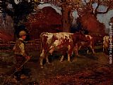 Sir Alfred James Munnings On The Way Home, The Cow Herd painting